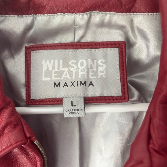 Wilson’s Leather Maxima Red Leather Jacket Bikercore Zip Up Vintage Y2K - Picture 7 of 10